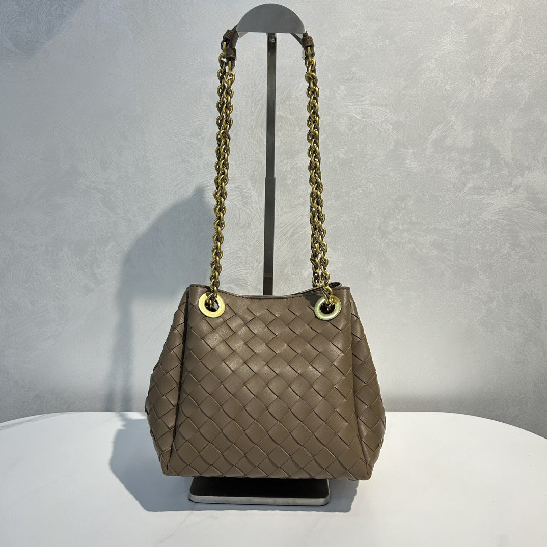 Women's Parachute Handmade Genuine Leather Woven Shoulder Bags