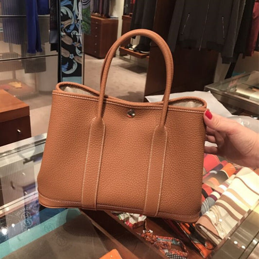 Women's Cow Leather Simplicity Portable Big Shopping Handbags