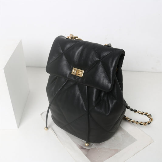 High-grade Sheepskin Classic Style Diamond Chain Backpacks