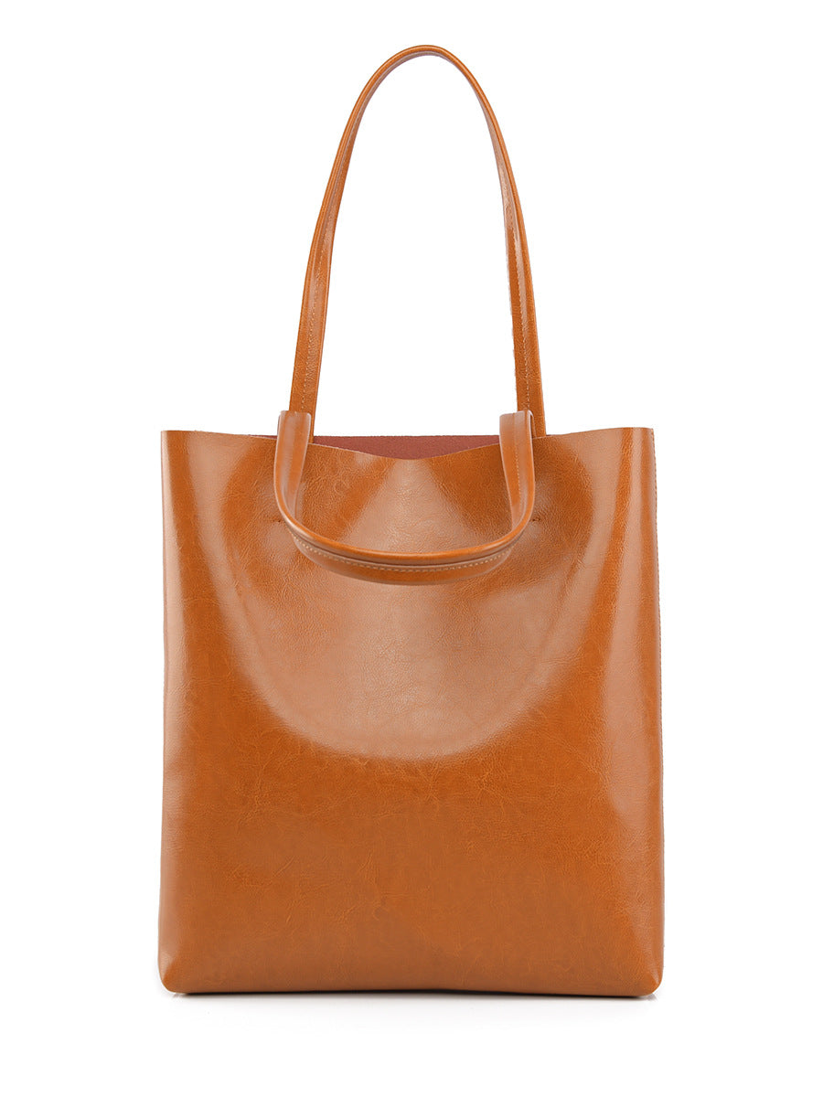 Women's Cow Leather Fashion Simple Large Capacity Portable Shoulder Bags