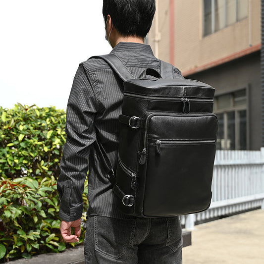 Men's Fashion First Layer Cowhide Large Capacity Backpacks
