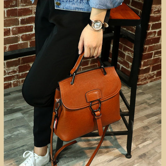 Women's Shell Genuine Leather Oil Wax Big Crossbody Bags