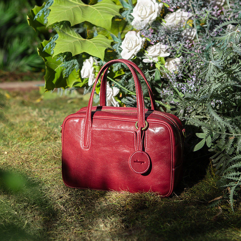 First Layer Vegetable Tanning Leather Portable Crossbody Bags