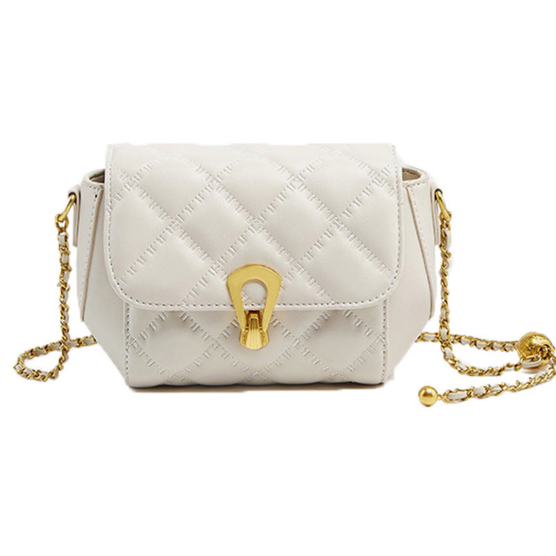 Genuine Leather Fashion Rhombus Chain Golden Shoulder Bags