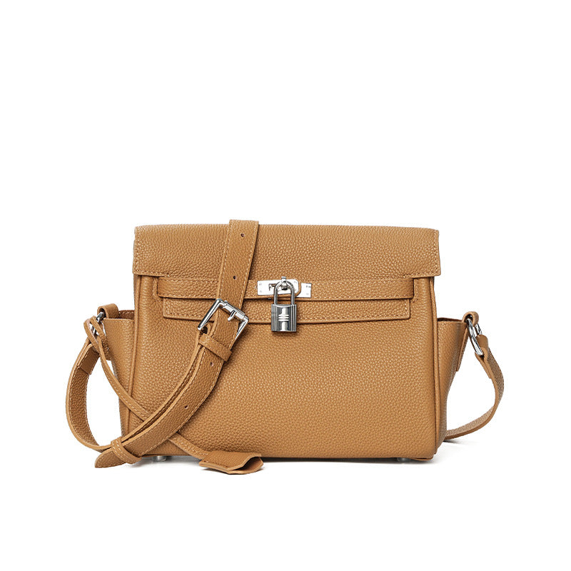 Women's Cowhide Kelly Black Portable Commuter High-grade Shoulder Bags