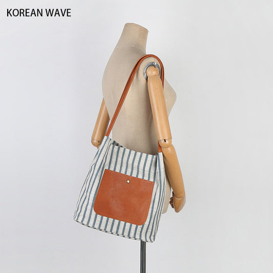 Women's Fashion Commuter Popular Striped Simple Leather Bags
