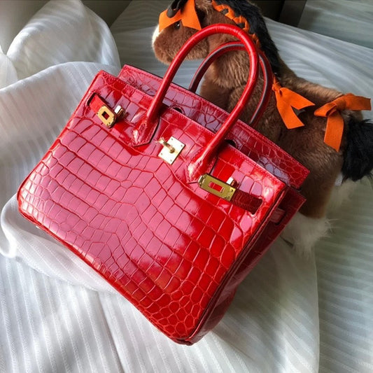 Women's Crocodile Pattern Genuine Leather Fashion Cattlehide Handbags