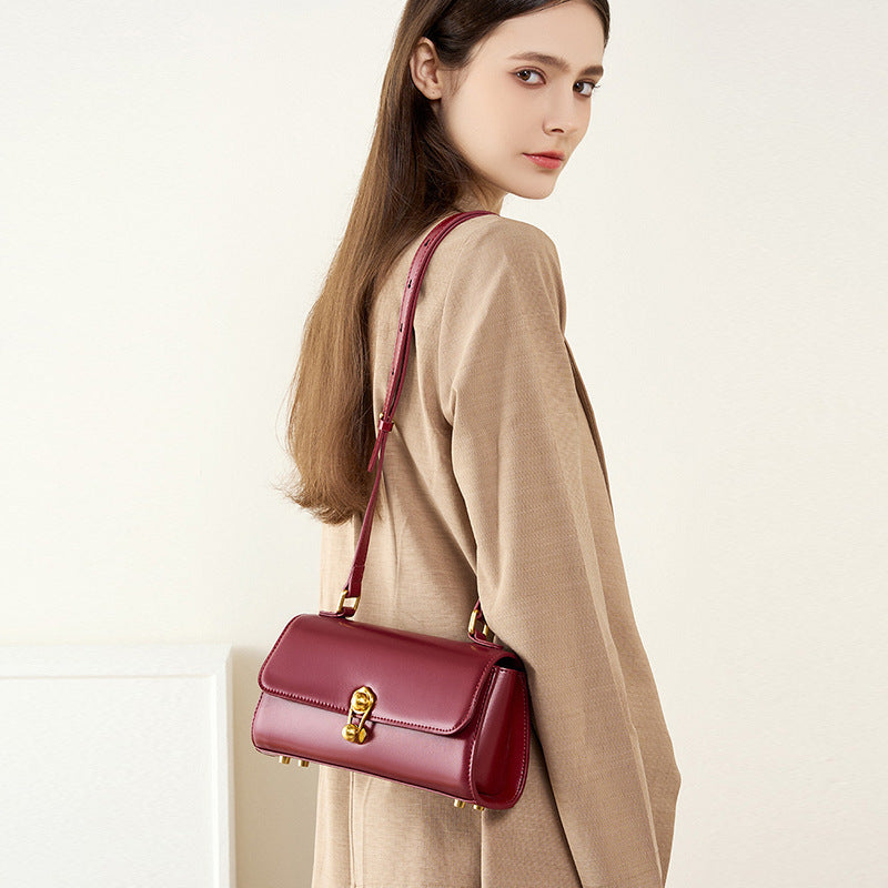 Women's Planet Baguette Genuine Leather French Minority Shoulder Bags