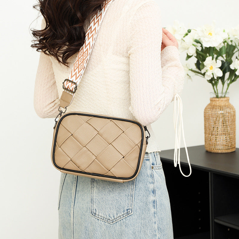 Women's Genuine Leather Fashion Rhombic Layer Cowhide Crossbody Bags