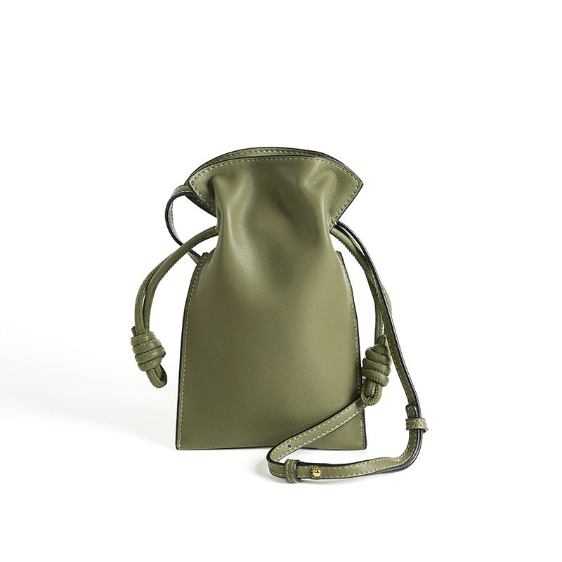 Graceful Women's Pleated Lucky Drawstring Mobile Crossbody Bags