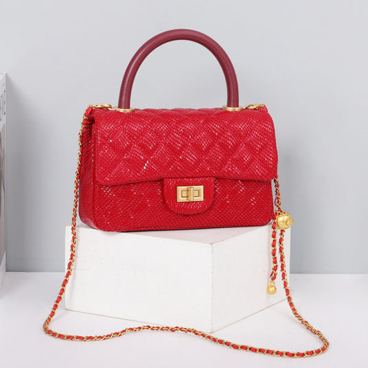 Pattern Rhombus Chain Genuine Leather Fashion Exquisite Crossbody Bags
