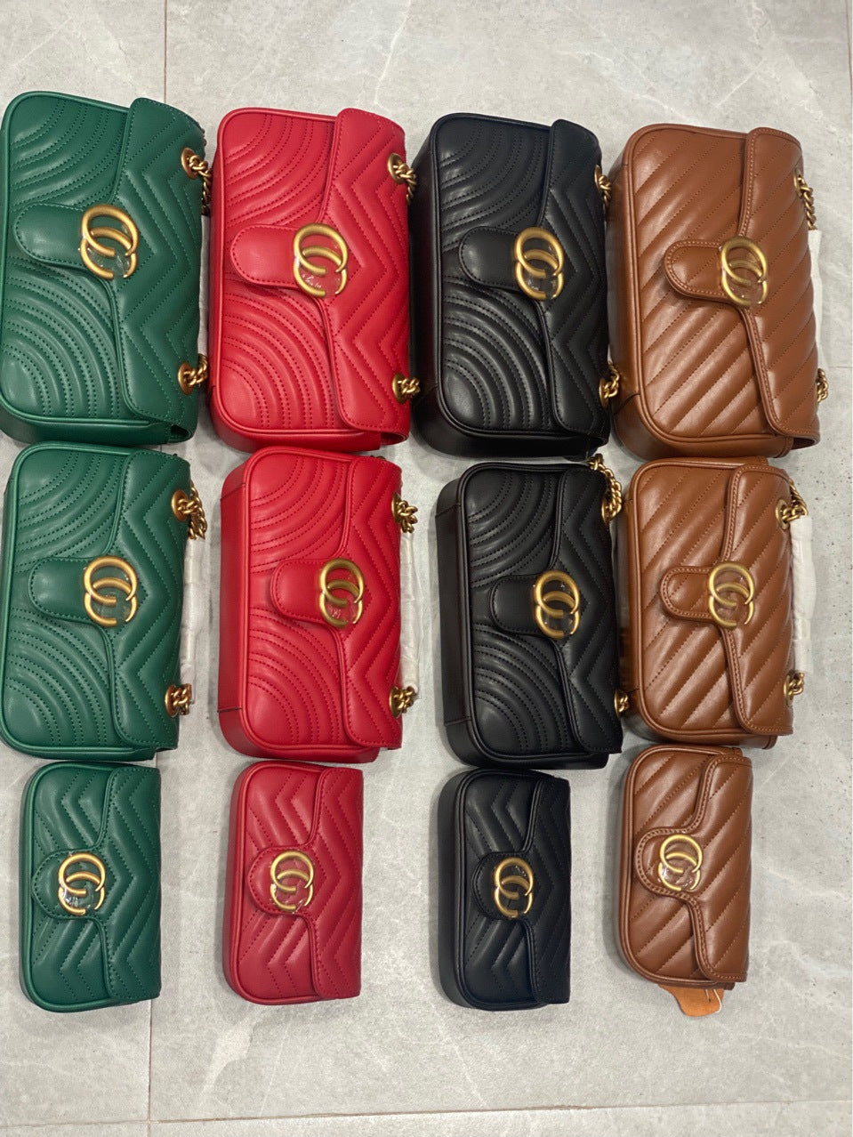 Women's Genuine Leather Classic Style Rhombus Chain Bags