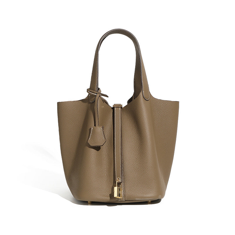 Women's Quality Genuine Leather Vegetable Basket First Layer Cowhide Niche Handbags