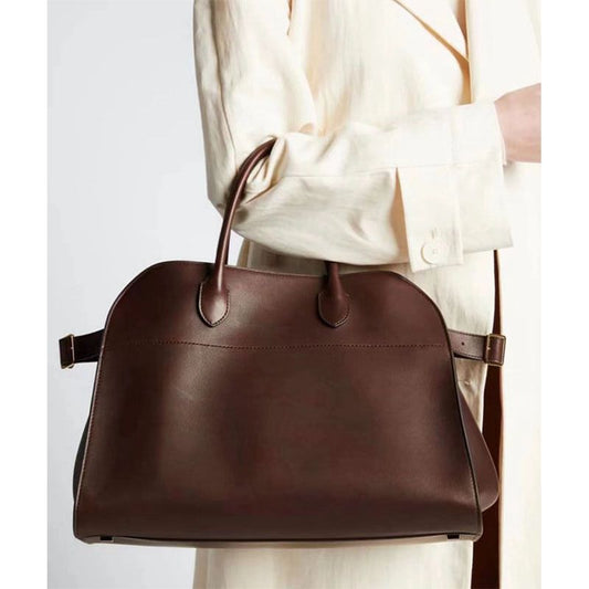 Dong White Lily Genuine Leather Large Capacity Handbags