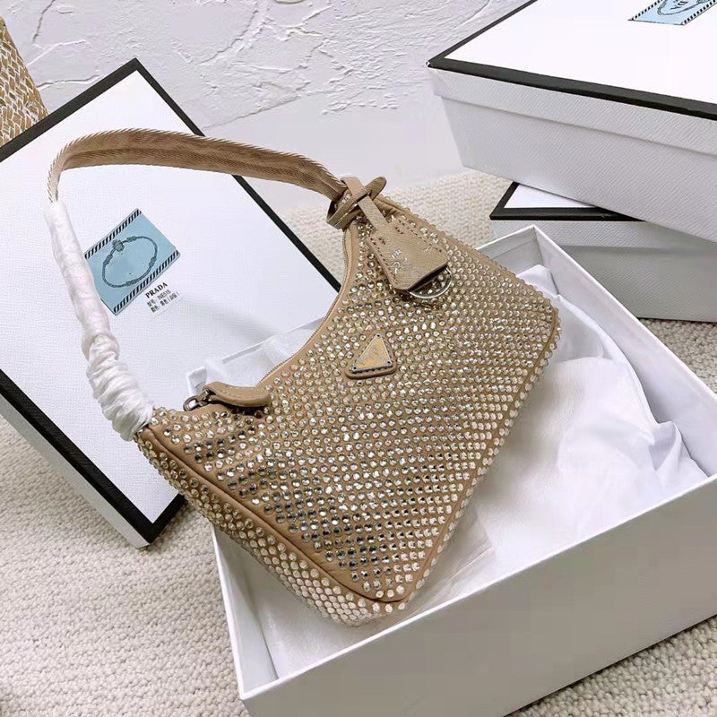 Women's Super Flash Czech Rhinestone Clutch Underarm Shoulder Bags
