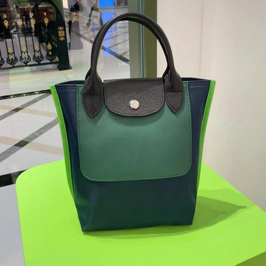 Women's Color-matching Leather Patchwork Portable Dumpling Handbags