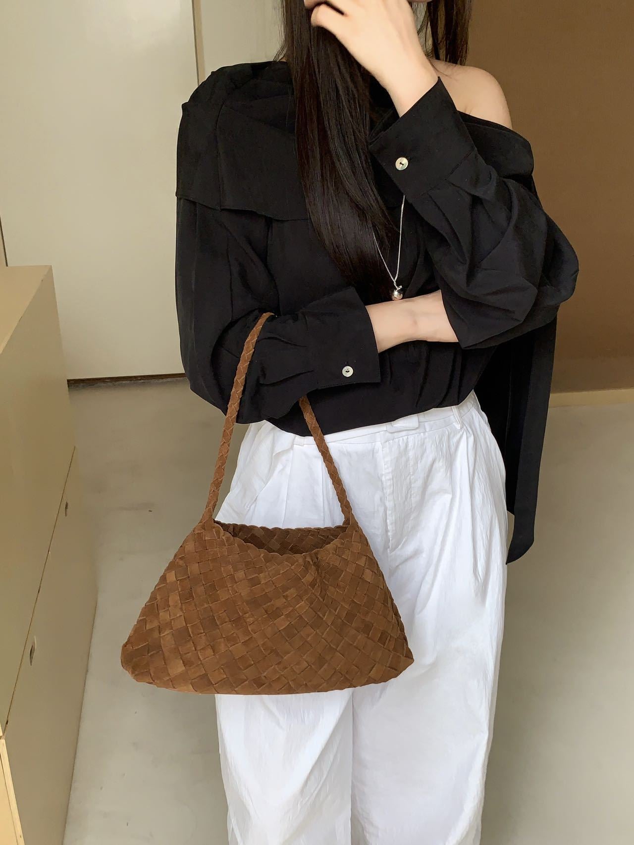 Women's First Layer Frosted Cowhide French Food Bags