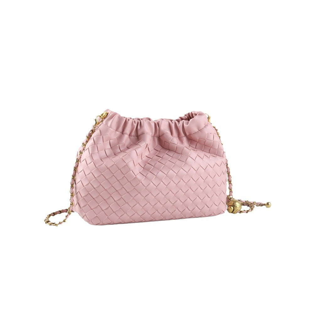 Simple Design Texture Woven Exquisite Chain Golden Bags