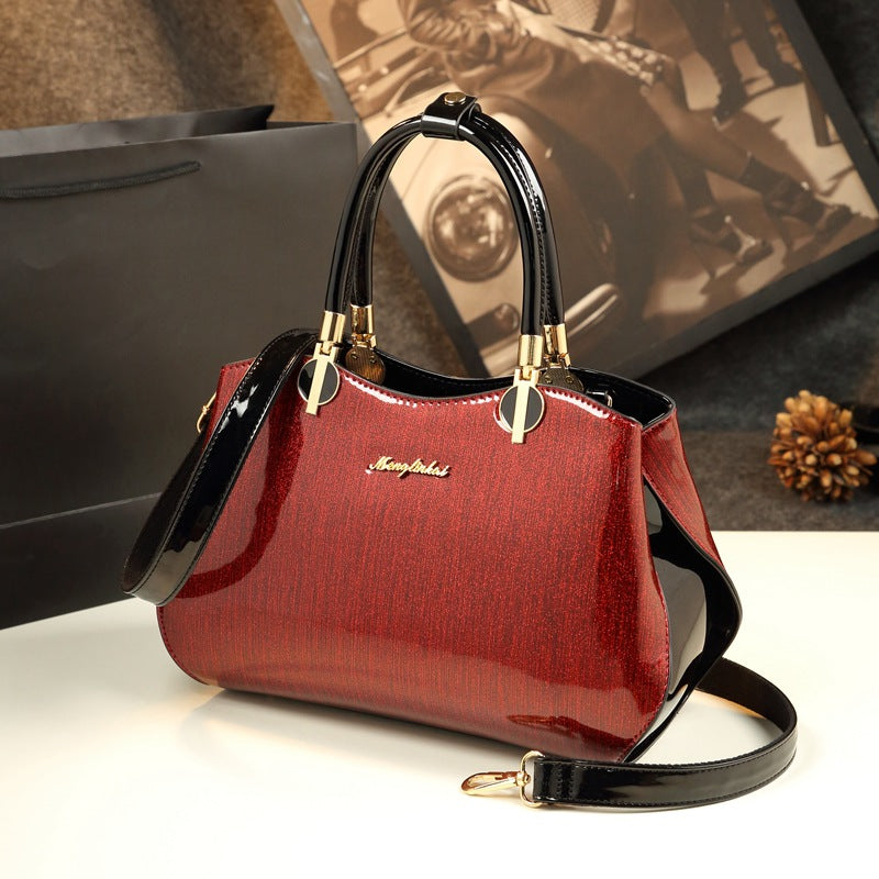Women's Fashion Patent Leather Mother Elegant Genuine Handbags