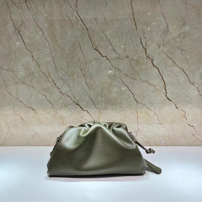 Women's Cow Leather Cloud Pleated Clutch Soft Crossbody Bags