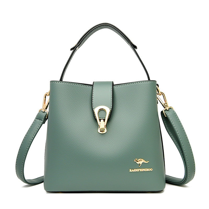 Women's Barrel Fashion Simple Soft Leather Mom Handbags