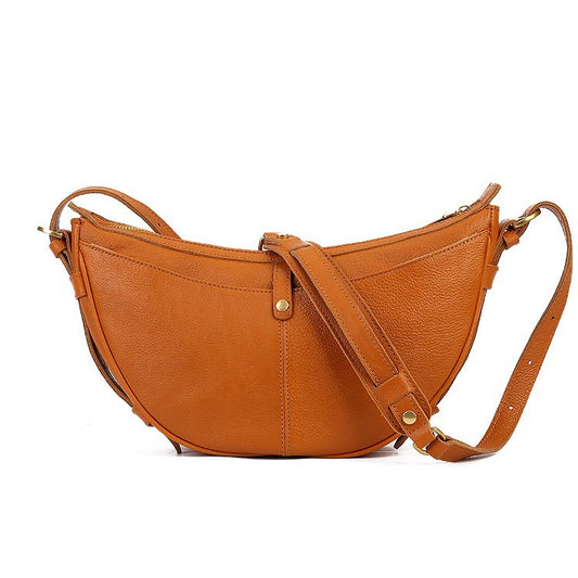 Women's Genuine Leather Fashion Simple Selenodont Niche Armpit Bags