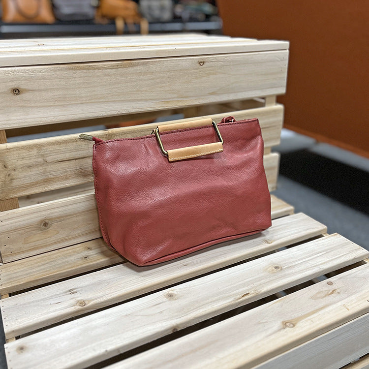Women's Cow Leather Vegetable Tanned Retro Top Crossbody Bags