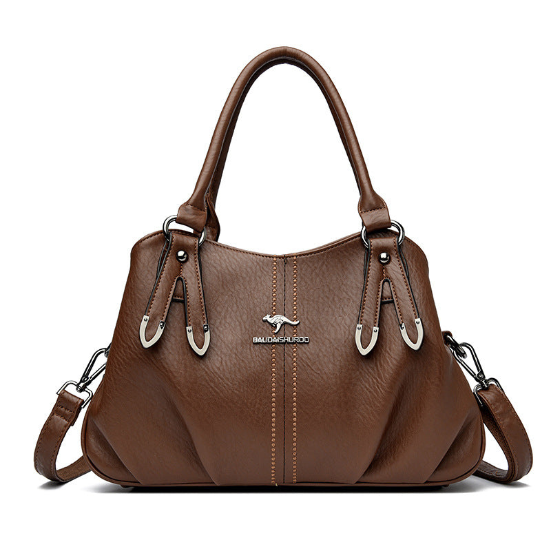 New Women's Luxury Soft Leather Solid Handbags