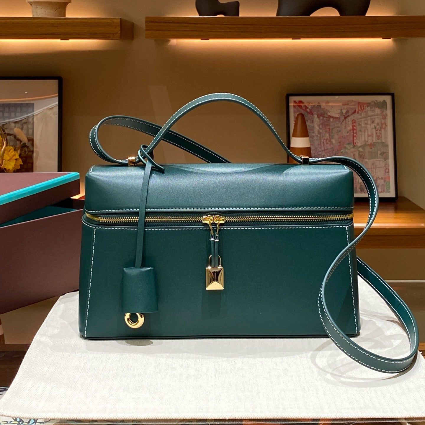 Women's Genuine Leather Lunch Box Large Clutch Armpit Bags