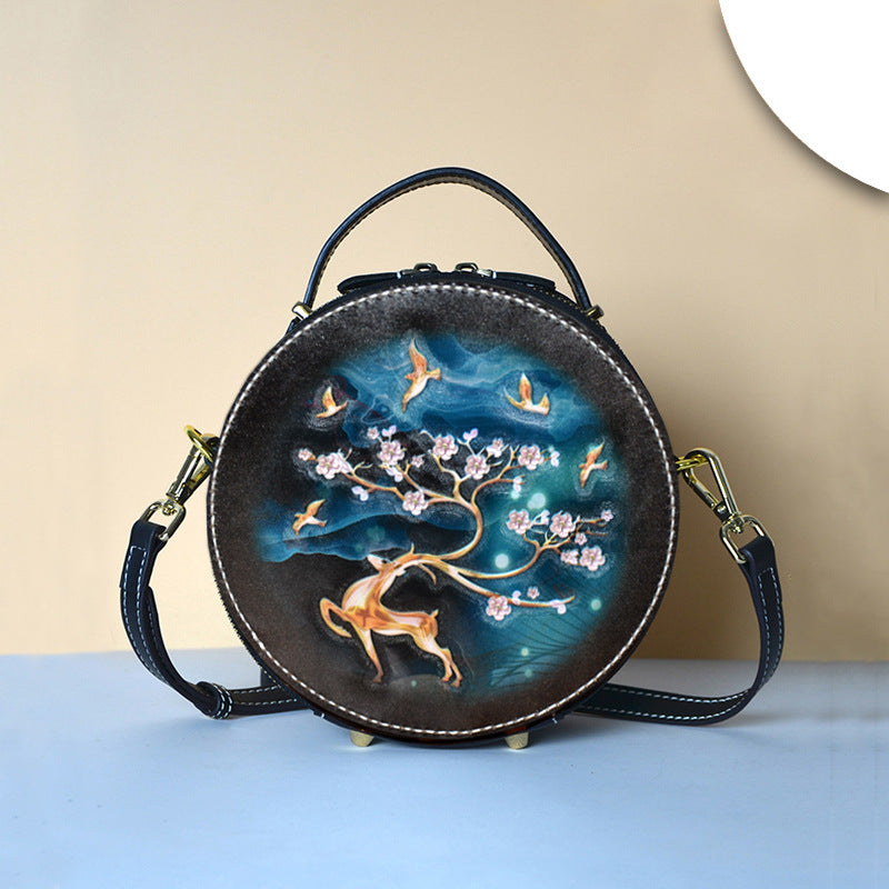 Women's Leatherworker Summer Round Design Sense Niche Crossbody Bags