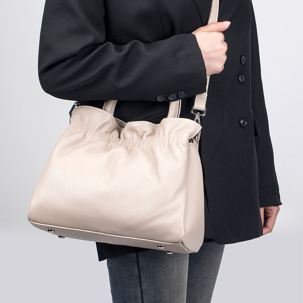 Women's Fashion Cattlehide Leather Niche Genuine Large Shoulder Bags