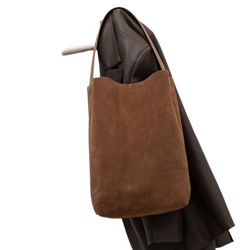 Women's Simple Leather Large Capacity Suede Commuter Shoulder Bags