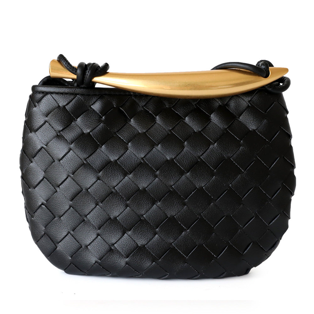 Women's Woven Sardine Cowhide Niche Design Metal Bags