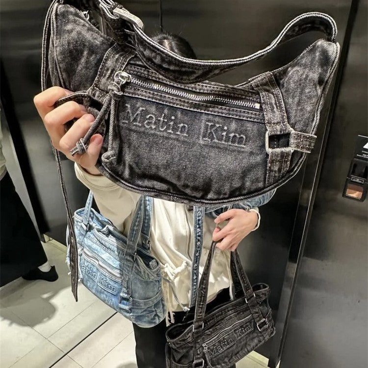 Retro Denim Large Capacity Underarm Leisure Shoulder Bags