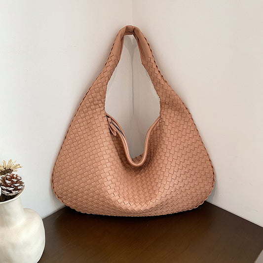 Women's Textured Woven Versatile Niche Trend Commuter Shoulder Bags