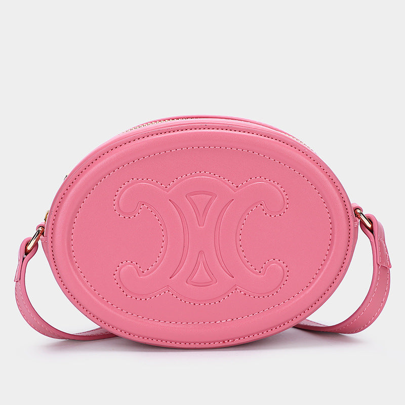 Genuine Leather Temperament Packaging Fashion Simple Round Shoulder Bags