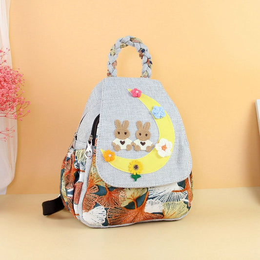 Handmade Crochet Fabric Antique Moon Leisure Double Backpacks