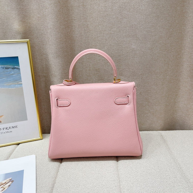 Women's Layer Cowhide Soft Leather Fine Lychee Pattern Inner Seam Handbags