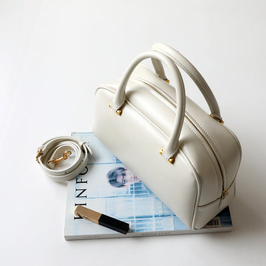 Korean Style Boston Pillow Cowhide Vintage Handbags