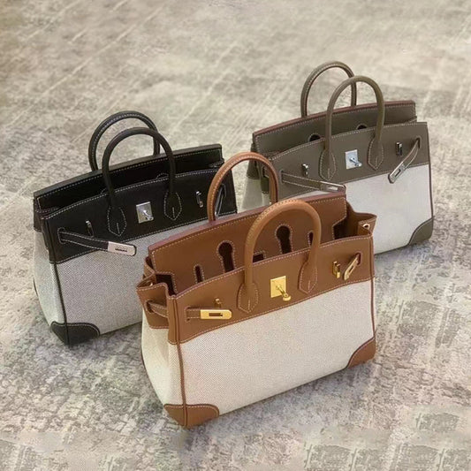 Women's Contrast Color Large Capacity Genuine Leather Shoulder Bags
