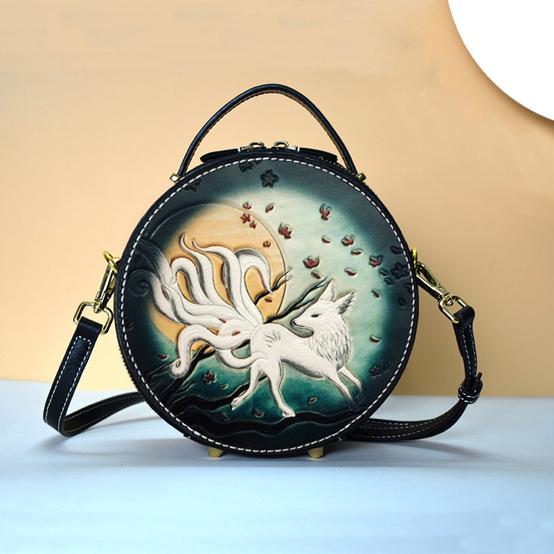 Women's Leatherworker Summer Round Design Sense Niche Crossbody Bags