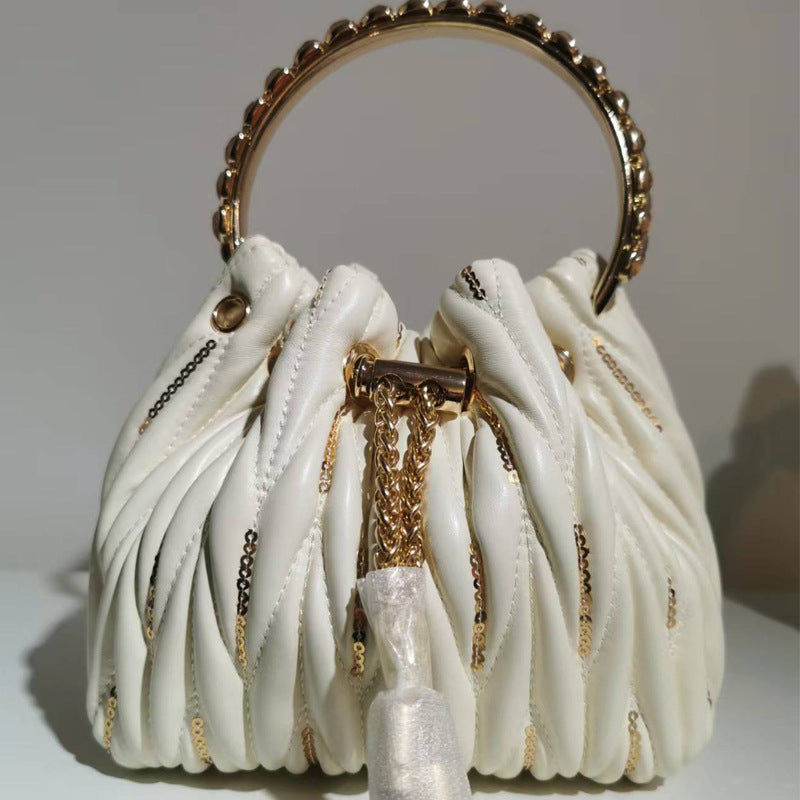 Women's Elegant Sequined Pleated Embroidery Thread Tassel Handbags