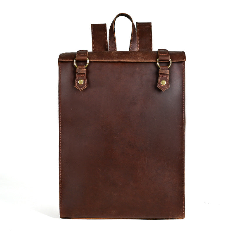 Men's Crazy Horse Leather Vintage Large Capacity First Layer Cowhide Backpacks