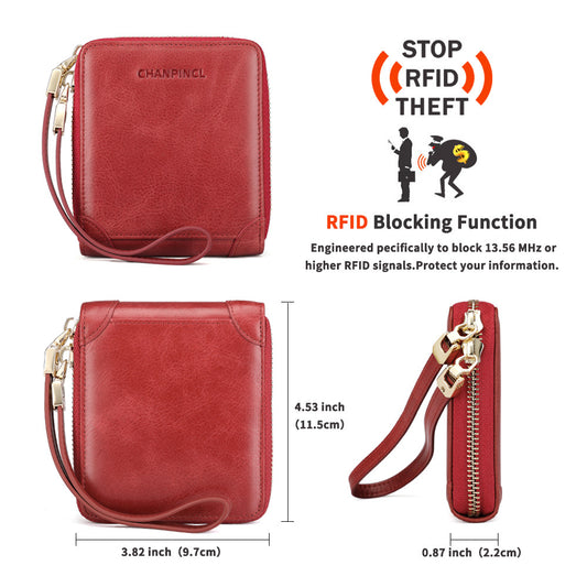 Women's Boxed Short Wrist Strap Pocket Zipper Ladies Wallets