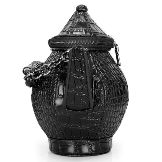 Women's Crocodile Pattern Creative Chinese Style Teapot Shoulder Bags