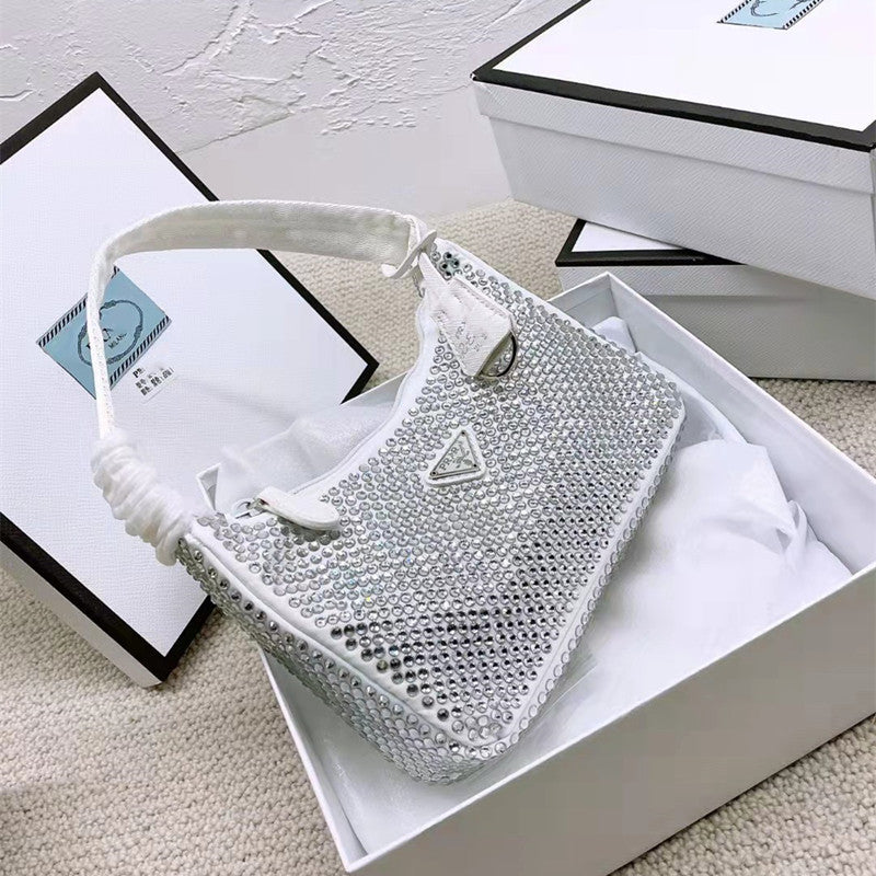 Women's Super Flash Czech Rhinestone Clutch Underarm Shoulder Bags