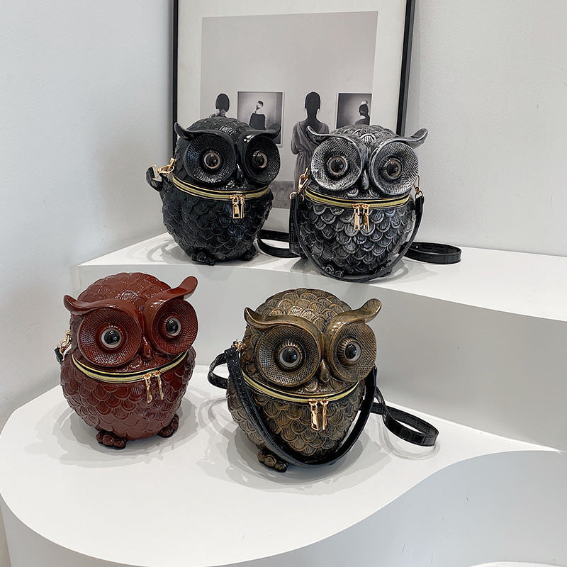 Textured Niche Female Personalized Owl Shape Shoulder Bags