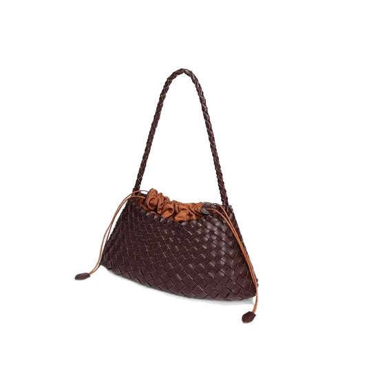Women's Fashionable Leather Strap Inner Big Woven Shoulder Bags