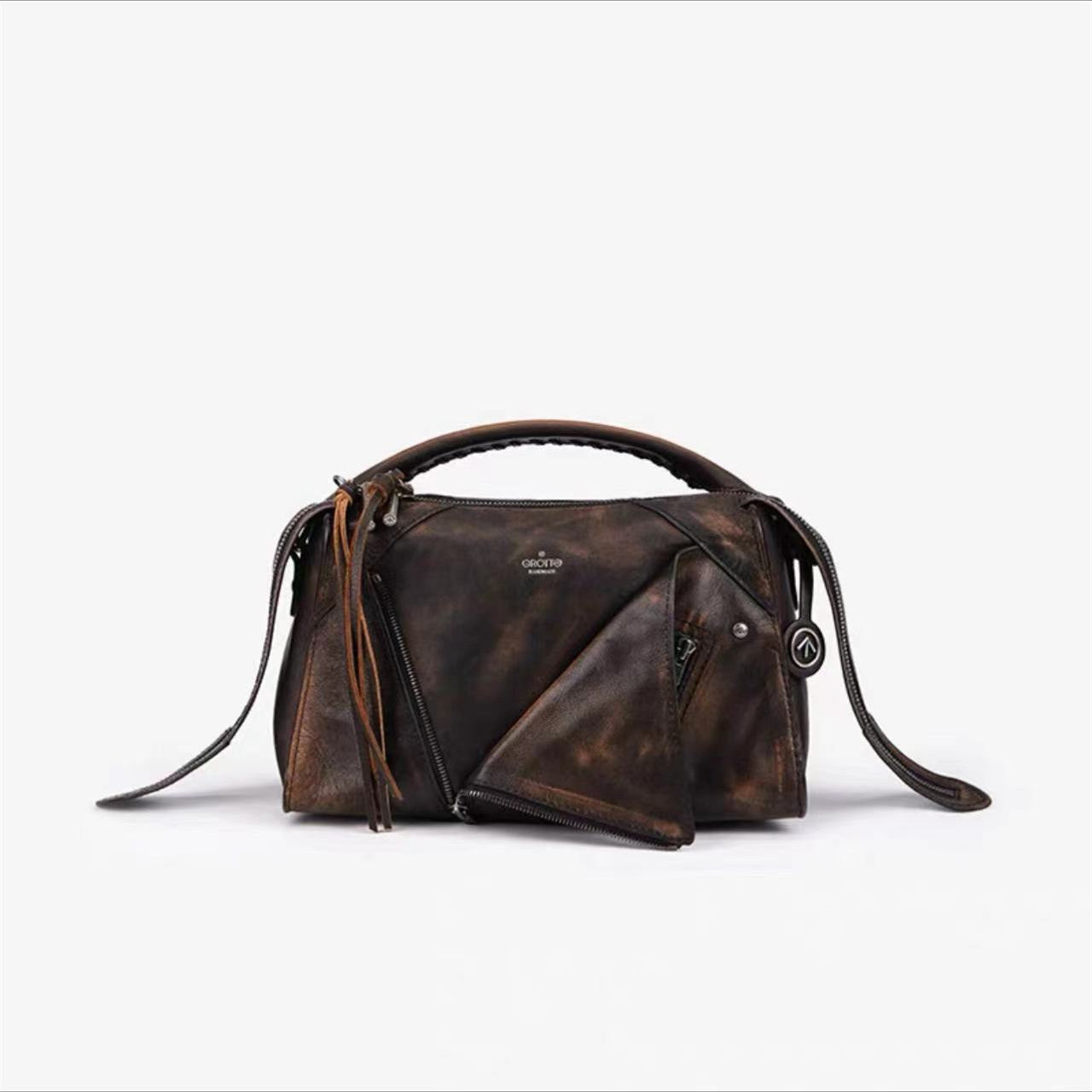 Lapel Retro Easy Matching Genuine Leather Crossbody Bags