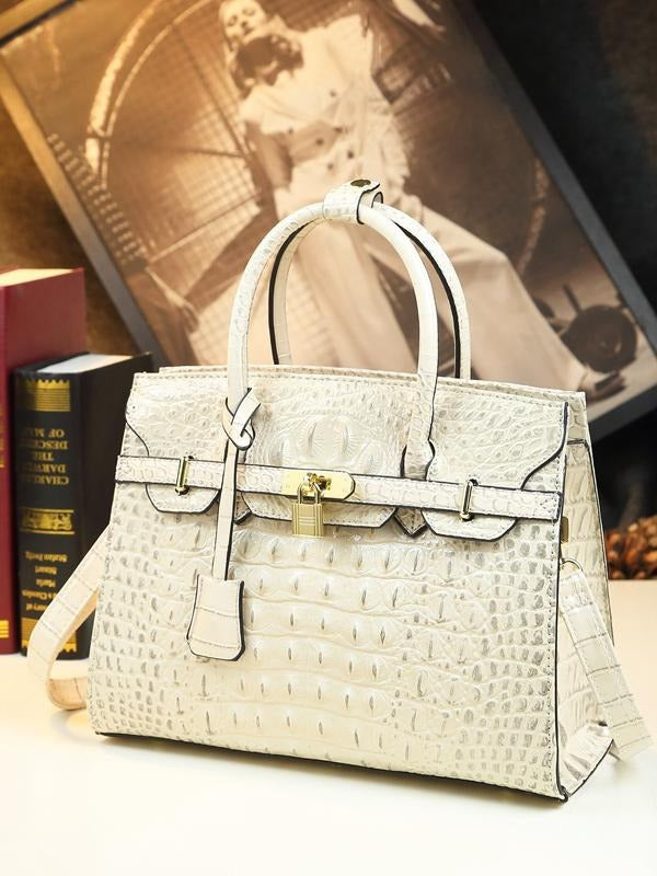 Women's Elegant Crocodile Pattern Big Mother Hard Handbags